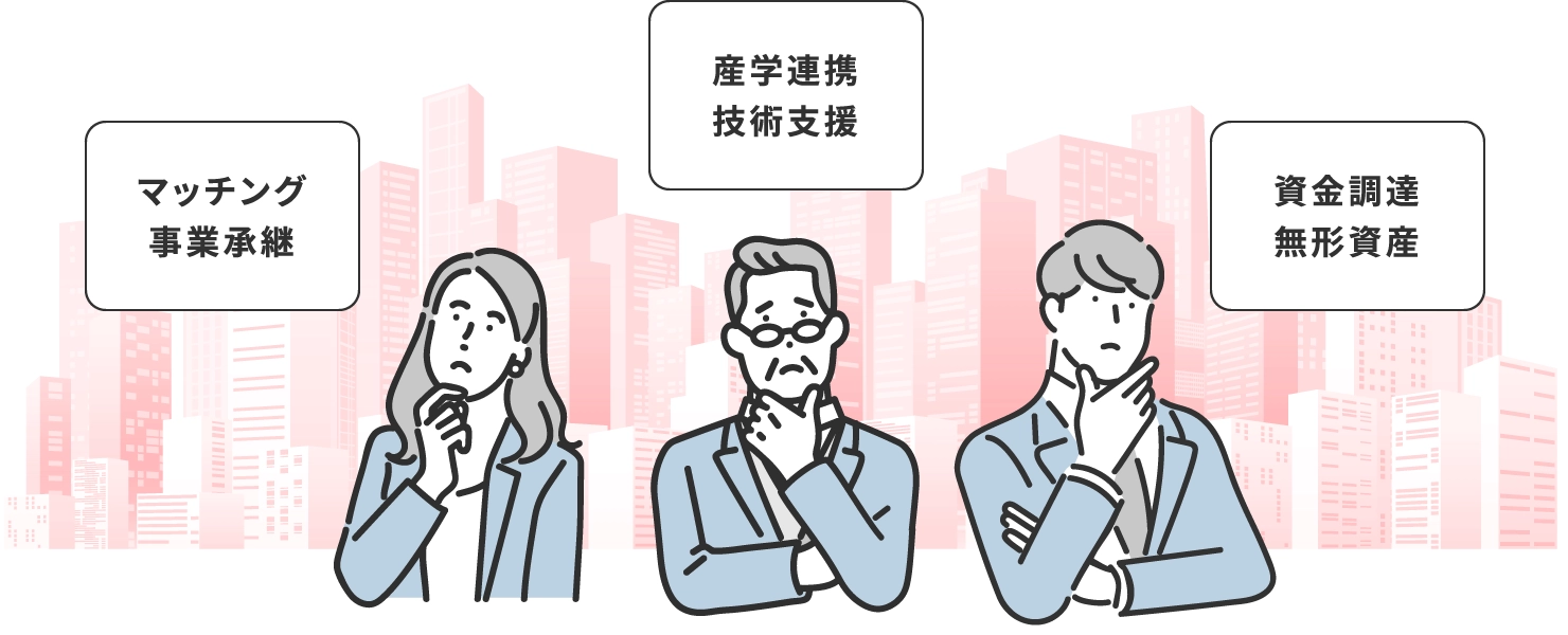 マッチング 農業事業承継／産学連携 技術支援／資金調達 無形資産